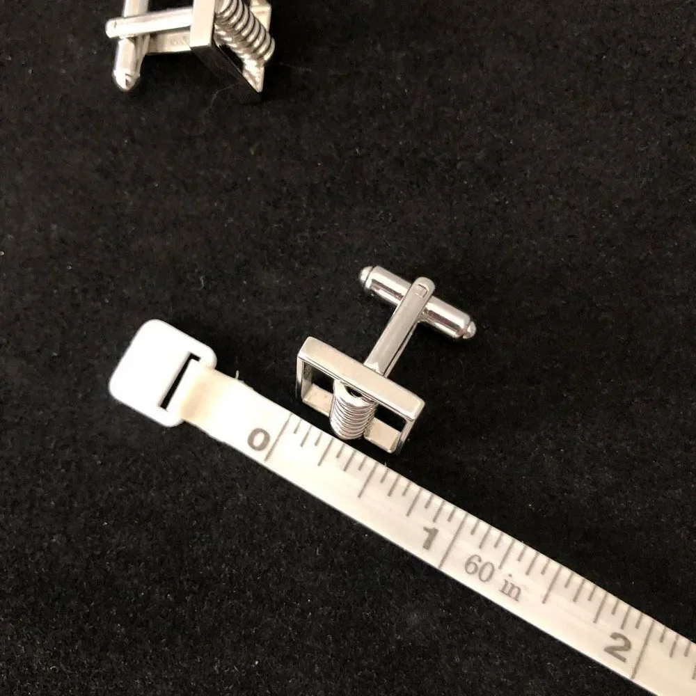 vintage hickok silver tone square‎ cufflinks center bar design made in usa